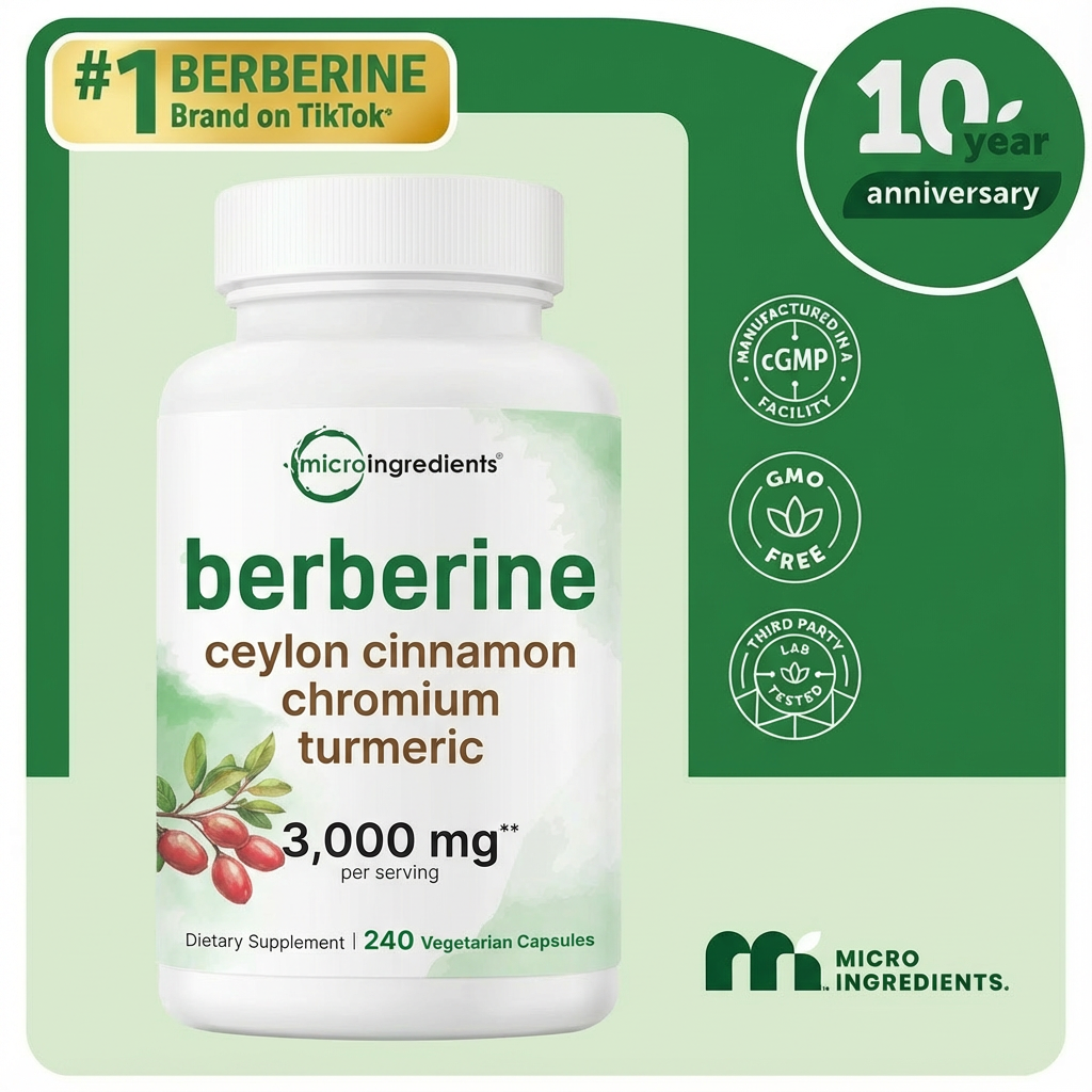 Berberine Capsules with Ceylon Cinnamon, Chromium, & Turmeric (240ct)