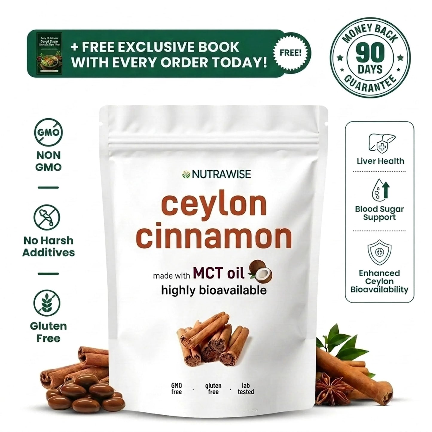 Ceylon Cinnamon 7200mg Equivalent with MCT Oil | Father's Day Sale