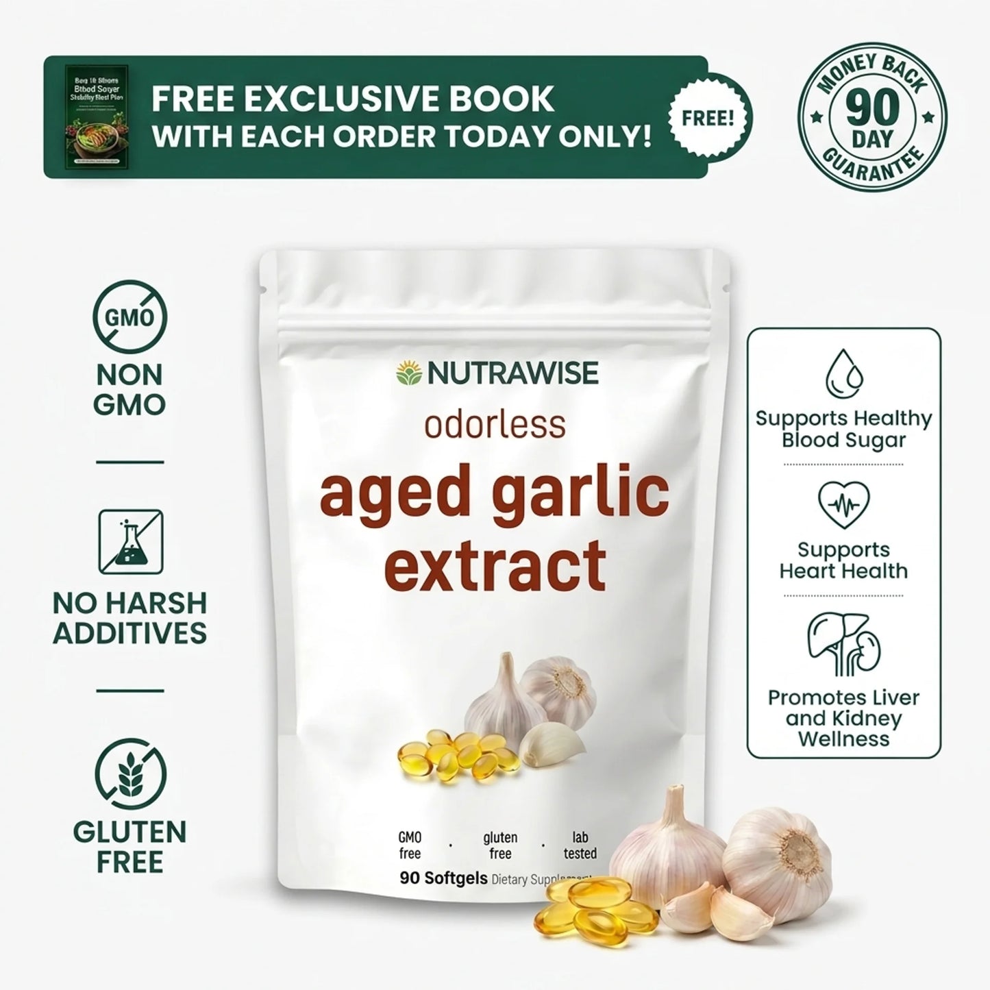 Aged Garlic Extract - 7500mg Odorless Softgels