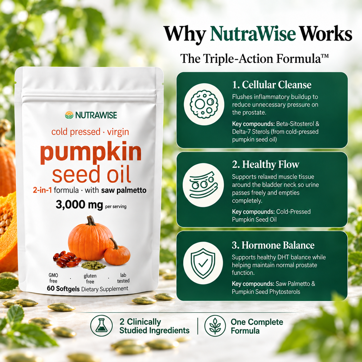 NutraWise Prostate & Urinary Support Softgels | Fall Sale