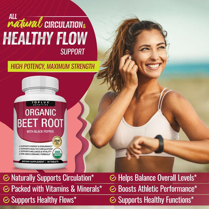 Organic Beet Root Nitric Oxide Boosting Tablets (90ct)