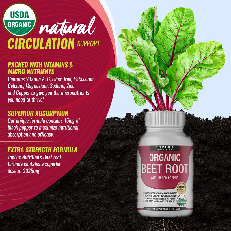 Organic Beet Root Nitric Oxide Boosting Tablets (90ct)