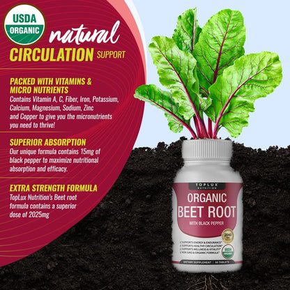 Organic Beet Root Nitric Oxide Boosting Tablets (90ct)