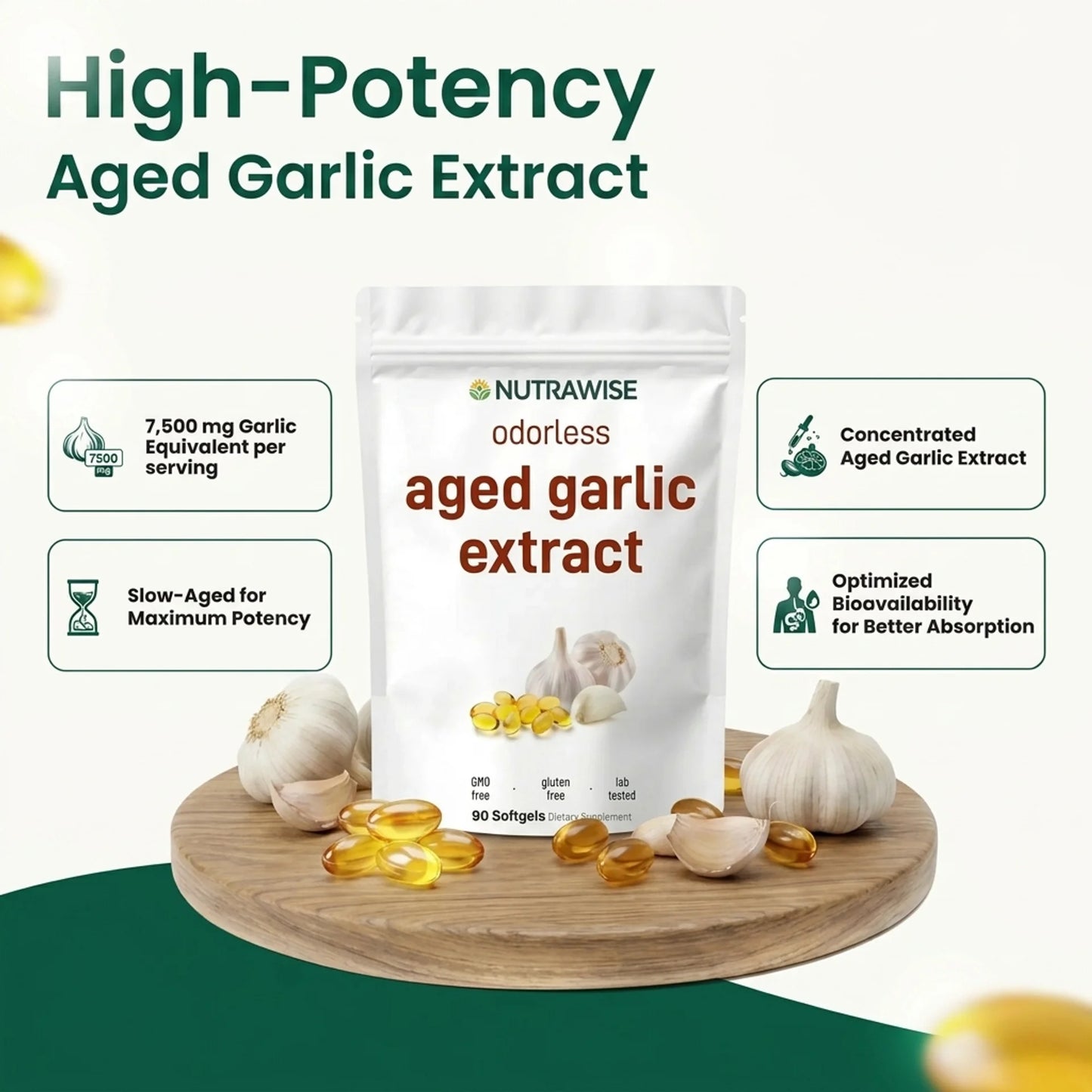 Aged Garlic Extract - 7500mg Odorless Softgels
