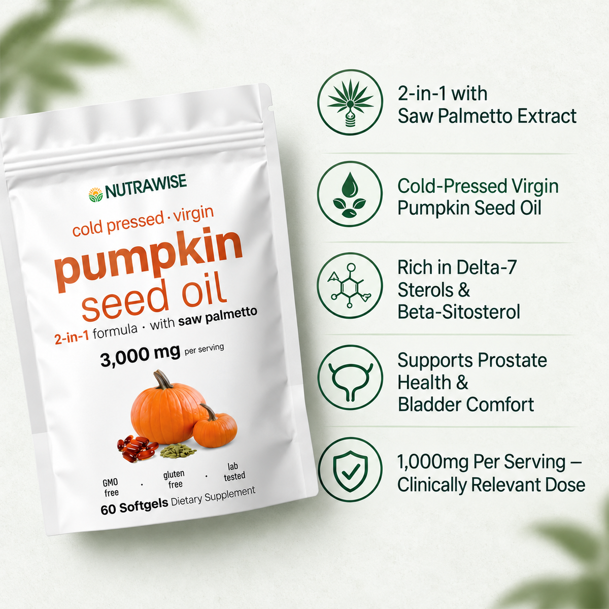 NutraWise Prostate & Urinary Support Softgels | Fall Sale