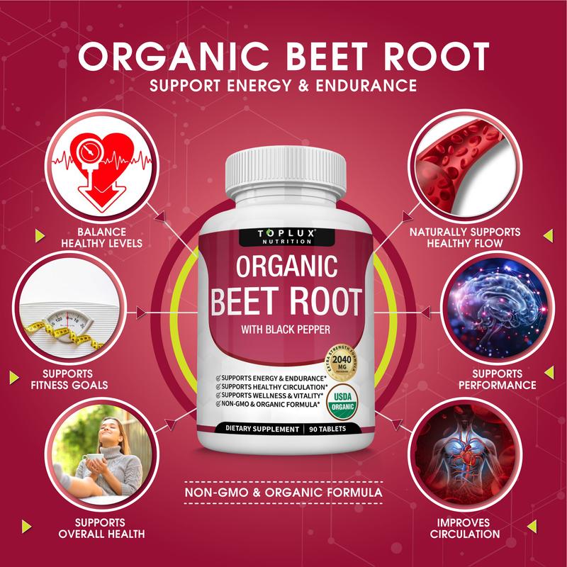 Organic Beet Root Nitric Oxide Boosting Tablets (90ct)